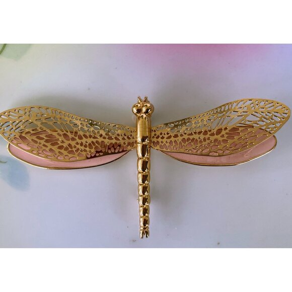 Vintage 1980s Large Peach Dragon Fly Bug Brooch - Picture 14 of 15